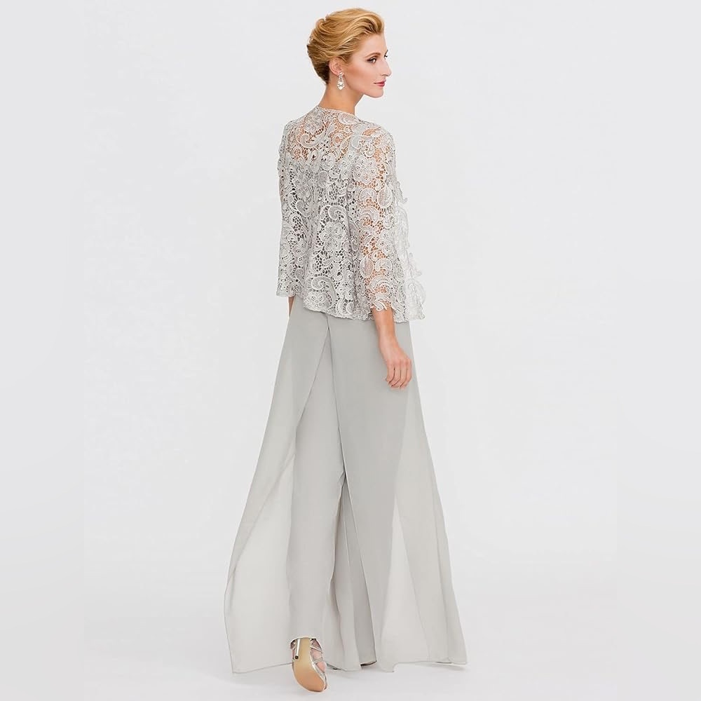 Lan Ting Flowy Wide Leg Chiffon Split Leg Hem Mother of the Bride Pants Wedding